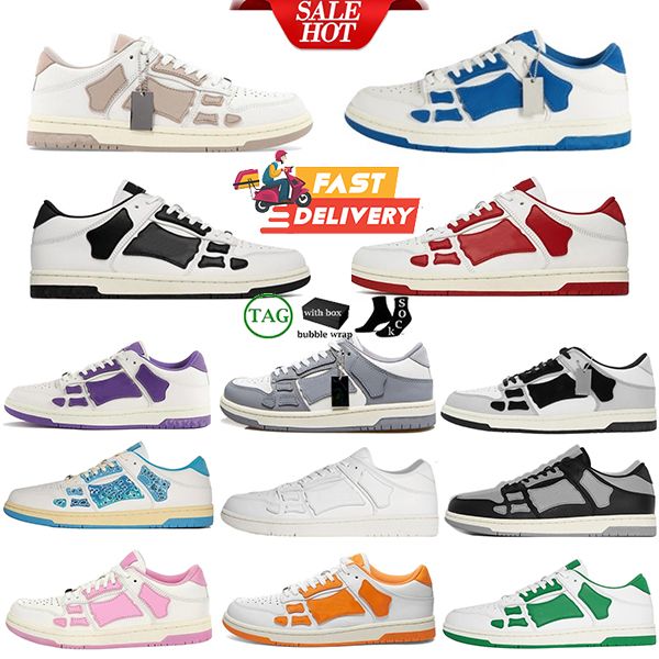 Zapatos de diseñador hombres zapatillas de deporte skel top bajo zapatos de cuero zapatos deportivos de cuero tres capas lima blanca gris verde color naranja claro color rosa rosa color rosa zapatos casuales 36-45