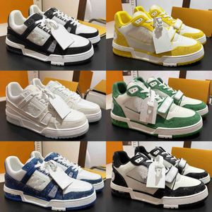 Designer lv chaussures hommes formateurs en cuir de veau chaussures décontractées lettre impression baskets superpositions plate-forme basse sneaker plat en caoutchouc formateur de luxe en plein air