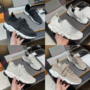 Designer Schoenen Heren Dames Gebreide sokschoenen Platform Glanzende Diamant gebreide snelheidstrainer runner sneaker sok schoen master reliëf Sneakers snelheden laarsjes 35-46