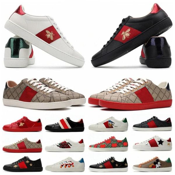 Chaussures de créateurs Hommes Femmes Baskets en plein air Bee Ace Baskets Chaussures basses Baskets de sport Tigre brodé Blanc Rouge Noir Rayures marche avec boîte