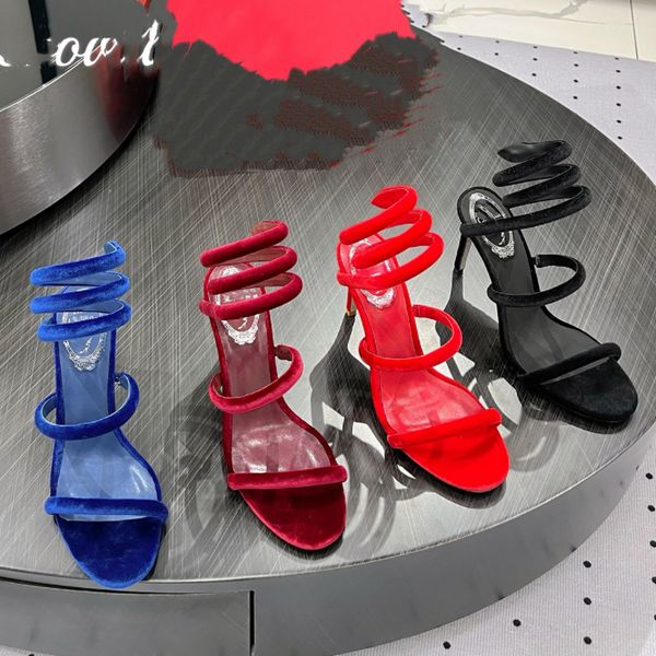 Chaussures de créateur Nouveau miroir cleo cuir mince sandales à talons hauts 100 mm chaussures de mariage eau diamant mode chaussures talons hauts chaussures de soirée