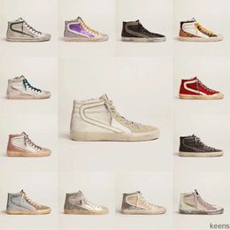 Chaussures de créateurs Nouvelles sorties Fashion Femmes High Top Chaussures Mid Slide Super Ball Star Sneakers Chaussures Luxury Sequin Classic White Do-Old Dirty Shoe 35-46