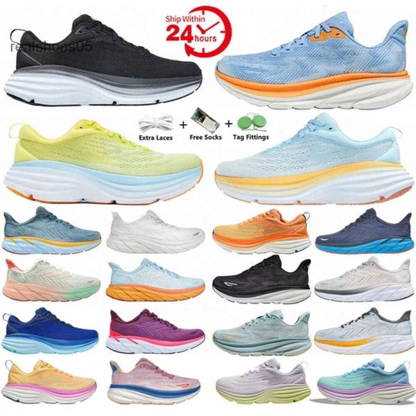 Zapatos de diseñador un clifton 9 bondi 8 zapatillas para correr blanco blanco cotaña cielo a bordo de la canción amarilla del verano del verano azul del país del aire para mujeres mujeres