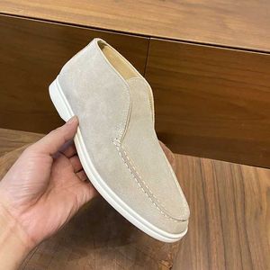 Designer Shoes Outlet Loropiana Factory High-version High-top Shoes Lp Loafer Shoes para mujer Slacker Shoes Flat Bottoms and Ankle Boots Zapatos casuales para amantes