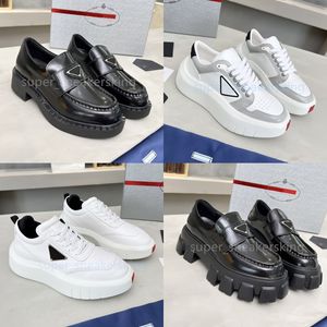 Chaussures de créateurs Hommes Mocassins Monolith Baskets Femmes Soft Cowhide Plateforme Sneaker Triangle Logo Chaussure En Cuir Chunky Formateurs taille 35-46