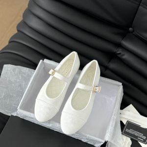 Chaussures de créateurs Paris Marque Designer Noir Ballerines Chaussures Femmes En Cuir Véritable Slip Sur Ballerine Chanel Bout Rond Dames Robe Chaussures Slingbacks