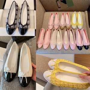 chaussures de marque paris marque designer noir ballerines chaussures femmes printemps matelassé en cuir véritable sans lacet ballerine luxe loisirs noeud papillon dames chaussures habillées HJ2G