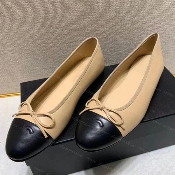 Designer shoes Paris marque designer noir ballerines chaussures femmes printemps matelassé en cuir véritable sans lacet ballerine luxe bout rond dames robe chaussures 002