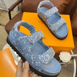 Designer Schoenen Paseo Comfort Sandalen Heren Dames Luxe Schoenen Rubberen Platte Muiltjes Loafers Presbyopie Afdrukken Leren Slippers Platform Gesp Sandaal Denim 3.7 07