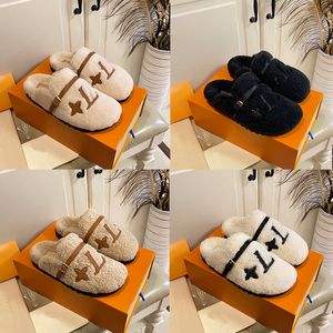 Chaussures de créateurs PASEO FLAT CONFORT Sandales MULE Fourrure Pantoufle Furry Slides Semelle en cuir Bout ouvert Slide Plate-forme plate-forme Chaussure en laine