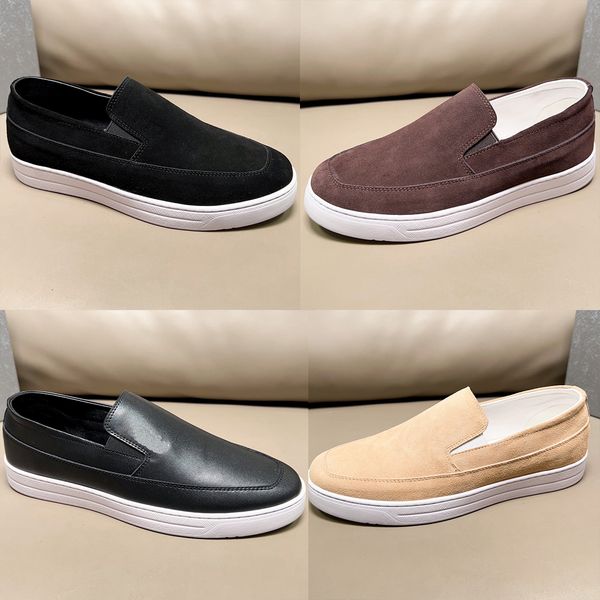 Zapatos diseñador reinylon slip-on para zapatillas de zapatillas de cuero de cuero brillante hombres marrón oscuro blanco blanco ocio