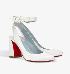 Designer schoenen rood sandaal 85 mm satijn lederen pumps zomer sling back slingback schoenen blok hakken sandalen bruiloft feest
