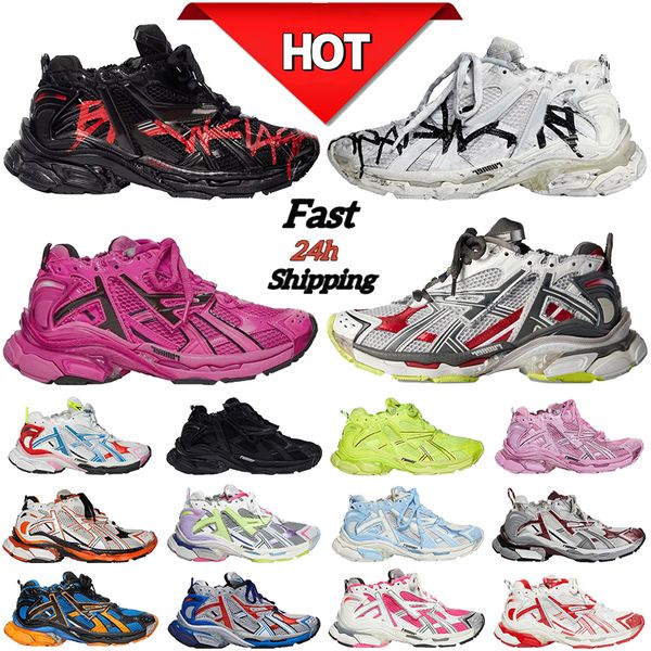 Chaussures de créateurs Runners 7.0 Hommes Casual Chaussures Noir Fluo Vert Cuir Gratuit Gris Violet Clair Néon Jaune Blanc Marque De Luxe Femmes Hommes Baskets Femmes Baskets