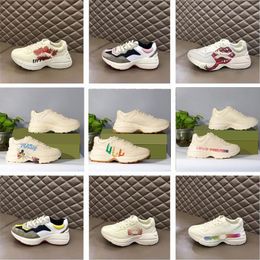 Designer schoenen sneakers casual schoenen beige boter vuile run retro rood-groen netstrepen luxe tweekleurig rubber zool klassiek 36-44