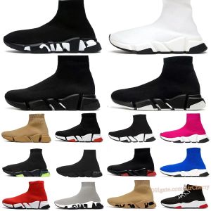 Top Designer Chaussette Chaussures Hommes Femmes Graffiti Blanc Noir Rouge Beige Rose Semelle Transparente À Lacets Neon Chaussettes De Luxe Speed Runner Baskets Plateforme Baskets Chaussures De Sport