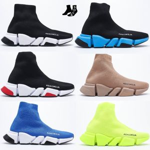 Designer schoenen Sok Schoen speedy 2.0 Loopschoenen Zwart gebreide stof Sneakersshoes Merk vrouwen Nieuwe Breien Mesh Hoge Platform mannen Schoenen Zwart Wit Slip On