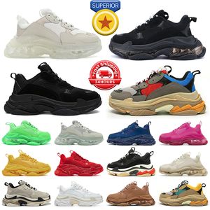 Chaussures de créateur triples sneakers hommes femmes femme claire semelle noire blanche gris rouge bleu néon beige rose jaune mens entraîneurs de femmes chaussures de tennis sport