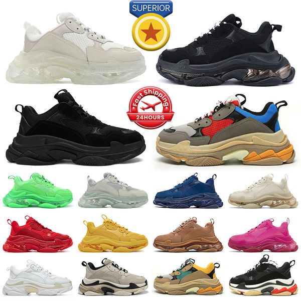 Chaussures de créateurs Triple s baskets hommes femmes semelle claire noire blanc gris gris rouge bleu néon vert beige rose jaune mens entraîneurs extérieurs plate-forme de sport