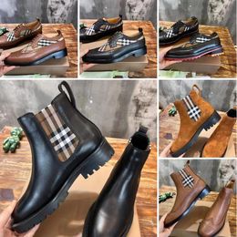 Designer Schoenen Vintage Geruit Paneel Lederen Derby Schoenen Luxe Heren Zakelijk Vrije tijd Detail Lederen Chelsea Boot Mode Hoge Kwaliteit Schoenen Maat 39-46
