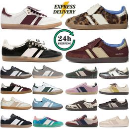 Samba Sambas Shoes Chaussures de créateurs Wales Bonner Leopard Pony Tonal Baskets Antidérapantes Hommes Femmes Chaussures Fox Marron Noir Crème Blanc 【code ：L】