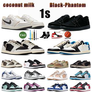 designer schoenen met doos Basketbalschoenen jumpman 1 1s low mokka panda Black Phantom 1s voodoo sneakers heren dames j1 Kokosmelk Cactus Jacks Blue 1low heren sneakers