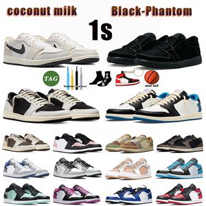 zapatos de diseñador con caja Zapatos de baloncesto jumpman 1 1s low mocha panda Black Phantom 1s vudú zapatillas de deporte hombres mujeres j1 Leche de coco Cactus Jacks Blue 1low zapatillas de deporte para hombre