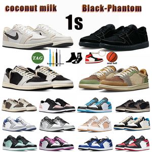 designer schoenen met doos Basketbalschoenen jumpman 1 laag mokka panda Zwart Phantom 1s voodoo sneakers voor heren dames j1 Kokosmelk Cactus Jacks Blauw 1low heren sneakers