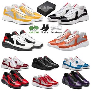 Chaussures de créateurs avec boîte Amériques jaunes tasse xl TOE ROND CAS des chaussures décontractées en cuir bas brevet Trainers noirs Purple Sneakers America Cup Men Lace-Up White Sneaker