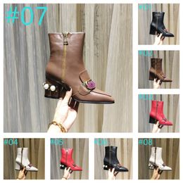 Chaussures de créateur femmes bottes bande bottines talon épais chaussons G en relief luxe en cuir à lacets impression chaussure à fond épais