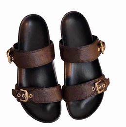 Designer schoenen Dames Heren Slippers Luxe Sandalen Merk zomer platte schoenen Sandalen Real Leather Slide Casual Schoenen Sneakers strandslippers met doos gratis schip