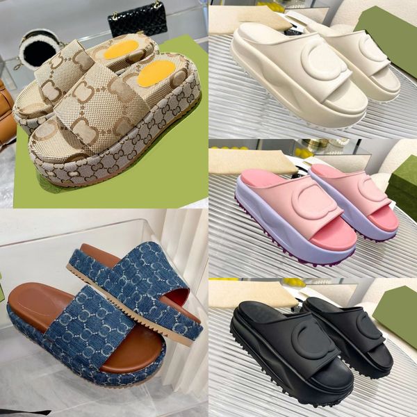 Zapatos de diseñador Mujer Sandalia Hombres Zapatillas Plataforma Diapositivas Clásico Bordado Sandalia Zapatos de lujo Chanclas de cuero planas Brocado Carta Zapatilla impermeable