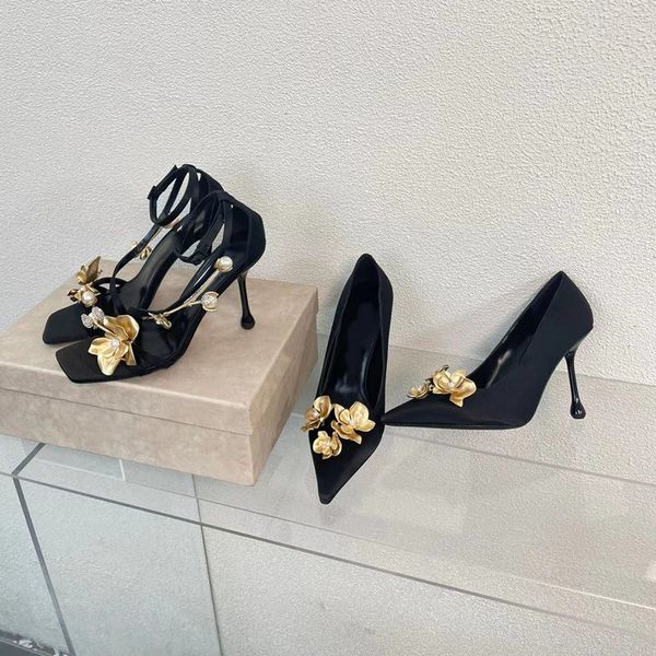 Zapatos de diseñador, sandalias y tacones de mujer, zapatos de diseñador para mujer, zapatos de boda para hombre y mujer, zapatos profesionales, zapatos para banquete de boda, Sra. lujosa sándalo dorado