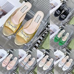 Designer Schoenen Dames Sandalen Muiltjes Glijsandaal Met Middelhoge Hak Hoge Hakken Luxe Kristallen Zijde Satijn Lakleer Glijsandaal Jurkslippers Topkwaliteit Peep Toe Leer