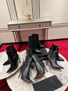 Chaussures de créateurs Femmes Sporty Kate Booty Mode Talon aiguille Spike Bottes de luxe Cuir de veau souple 85 mm Bottes basses Taille 35-42