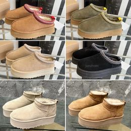 Designer-Schuhe Damen Tazz Hausschuhe Mode Tasman Pelz Slides Classic Seed Mini Plateau Boot Slip-on Luxus Wildleder Wolle Winter Ankle Booties Größe 35-41