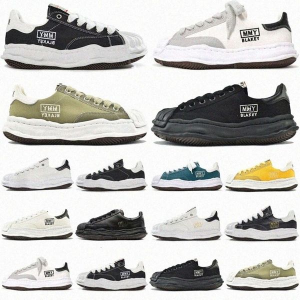 Zapatos de diseñador Yasuhiro Maison Mihara Senderismo Caballas de lienzo Toe Toe Mmy Miharayasuhiro Blakey Blanco Blanco Amarillo Mujeres Cortes bajos para el skate Shell Fla T8yw#