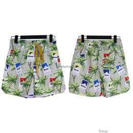 Diseñador Moda corta Ropa casual Pantalones cortos de playa Rhude Springsummer New High Street Fashion Br Coconut Tree Banner Pantalones cortos impresos para hombre sueltos relajados versátiles B