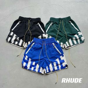 Designer Short Fashion Casual Clothing Beach Shorts en conserve Rhude 23fw High Street Heavy Industry Spliced Couple Woven Capris Joggers Sportswear Outdo