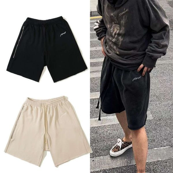 Designer Short Fashion Vêtements décontractés Shorts de plage American High Street 23SS Shorts en détresse Demandez une lettre de broderie Couteau de gommage Coupe Split Zipper Split Pantalon Hommes