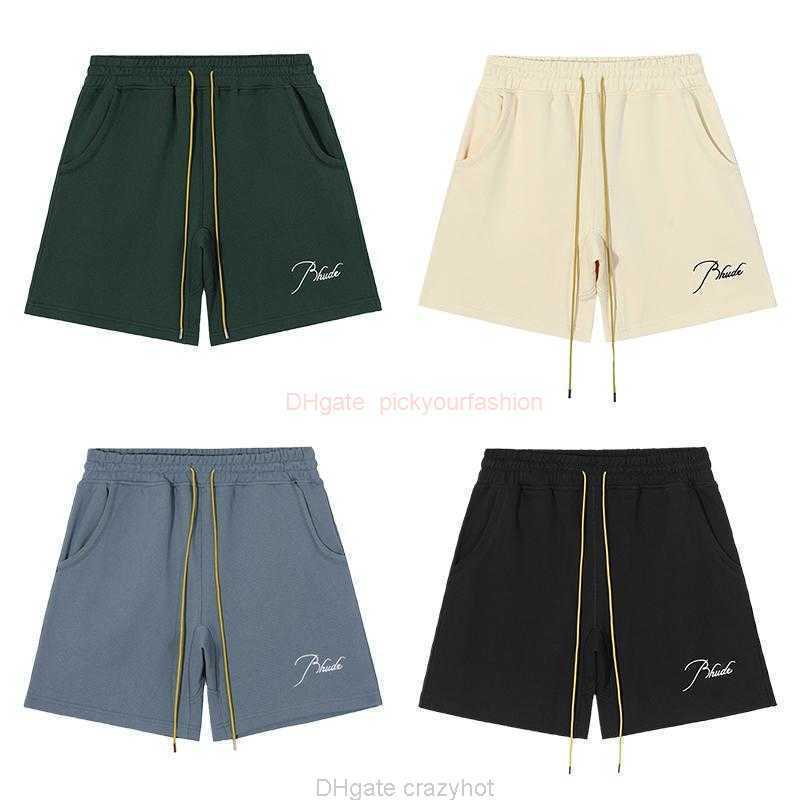 Designer curto moda roupas casuais shorts de praia Rhude High Street Moda Drawstring shorts
