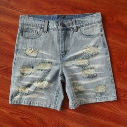 Designer Short Mode Vrijetijdskleding Hellstar Studios Denim Shorts Gewassen Heavy Duty Gedragen Denim Casual Korte mouwen Rock Hiphop