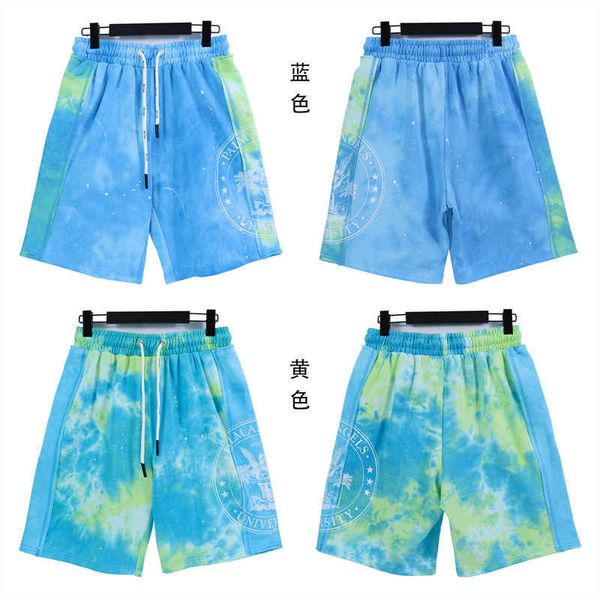 Designer Short Fashion Casual Clothing Palmes Angels Summer 23 New Tie Dyed Hand Painted Print Loose High Street Trendy Men's Shorts Couples Joggers Beach Sportswear