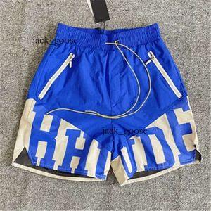 Ontwerper Korte Fi Casual Clothing Beach Shorts Hoge Versi Rhude Letter Bordined Mesh Crashed Rainbow Mens Dames Sanitaire broek Anti Amer 782