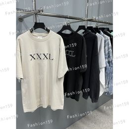 T-shirts pour hommes et femmes à manches courtes à manches courtes, ajustement lâche, panneau avant tendance, cou rond brodé avec xx lettres