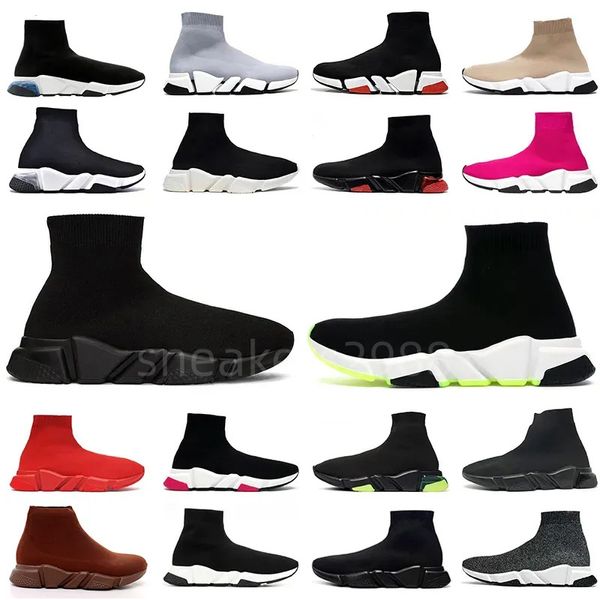 Chaussettes courtes de créateurs Hommes Femmes Graffiti, semelle transparente noire blanche avec lacets chaussettes courtes jaune fluo vitesse chaussures coulissantes décontractées chaussures de sport à fond plat