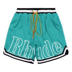 Shorts de créateurs Rhude Mens Mesh Short Basketball Fashion Beach Band Elastic Band Men High Quality Street Wear Red Blue Black Purple