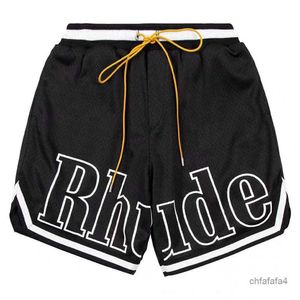 Designer Shorts Rhude Mens Mesh Summer Fashion Beach Pantalons élastiques Hommes de haute qualité Streetwear Rouge Bleu Noir Pur 4RQB