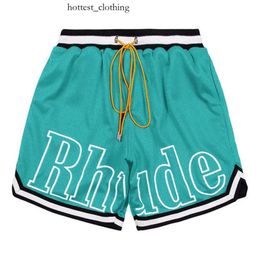 Designer shorts rhude shorts heren capsule shorts shorts strandbroek maas maas materiaal ademend zweet losse fitness basketbal broek heren korte grootte: m-3xl 668