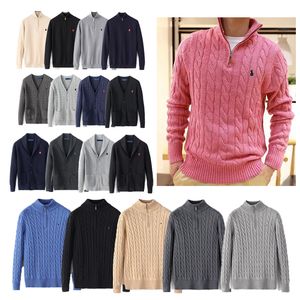 Heren Designer Polo Sweater Fleece Ralphs Shirts Dikke Halve Rits Hoge Hals Warme Pullover Slank Gebreid Breien Lauren Jumpers Klein Paard Merk Katoenen Sweatshirt S-2xl