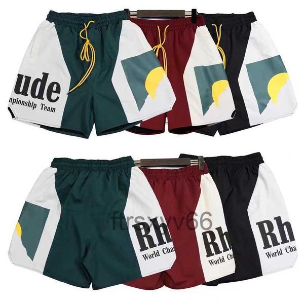 Shorts de créateurs Rhude Pantalons de plage d'été confortables élégants de couleur vive Shortsmen de haute qualité Street Wear Rouge Bleu Noir Violet Taille courte S-XL QU2U